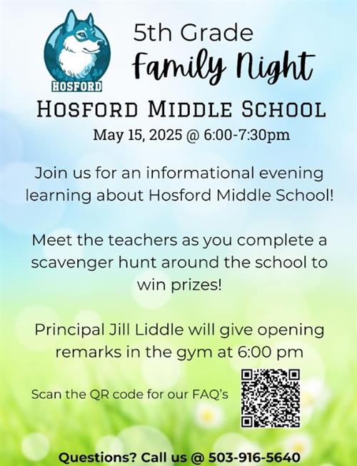 5th Grade Family Night Flyer